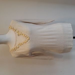 Emma James, Knit, V-Neck Pullover,Beige, embellished with beads Size M